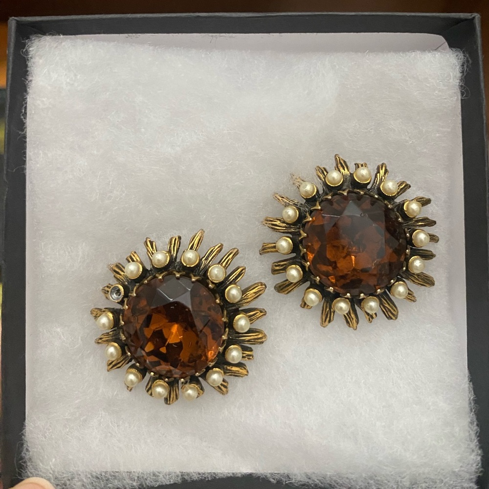 Vintage Citrine and Pearl Earrings